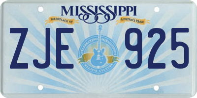 MS license plate ZJE925