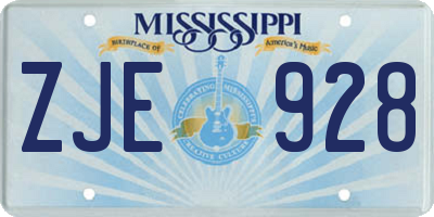 MS license plate ZJE928