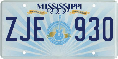 MS license plate ZJE930