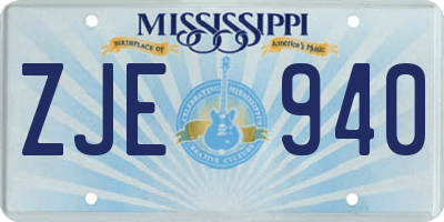 MS license plate ZJE940