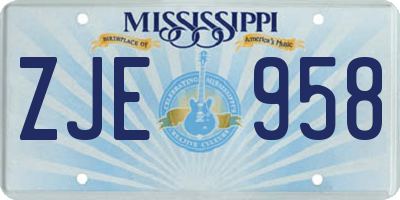 MS license plate ZJE958