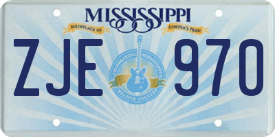 MS license plate ZJE970