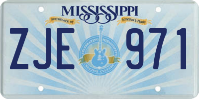 MS license plate ZJE971