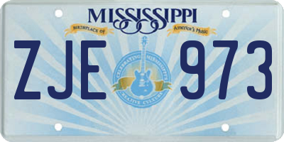 MS license plate ZJE973