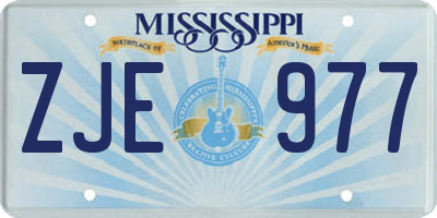 MS license plate ZJE977