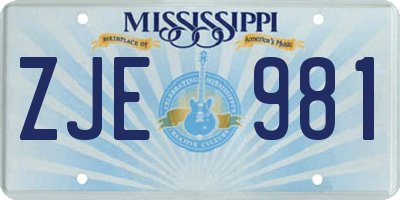 MS license plate ZJE981