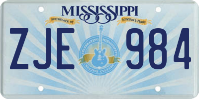 MS license plate ZJE984