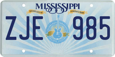 MS license plate ZJE985