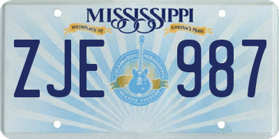 MS license plate ZJE987