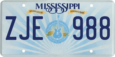 MS license plate ZJE988