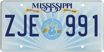 MS license plate ZJE991