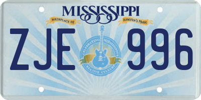 MS license plate ZJE996