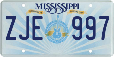 MS license plate ZJE997