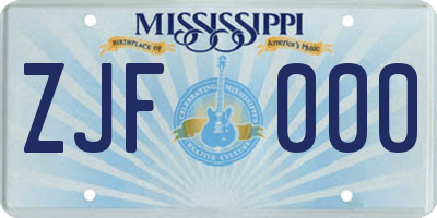 MS license plate ZJF000