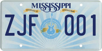 MS license plate ZJF001