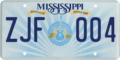 MS license plate ZJF004