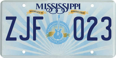 MS license plate ZJF023