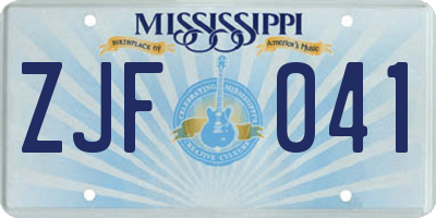 MS license plate ZJF041