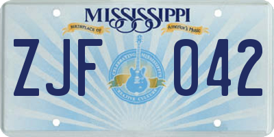 MS license plate ZJF042
