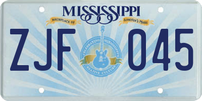 MS license plate ZJF045