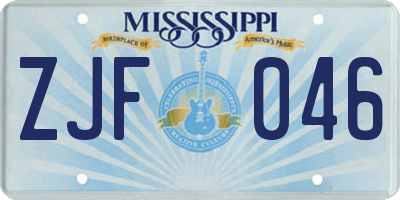 MS license plate ZJF046