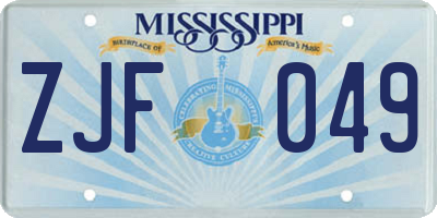 MS license plate ZJF049