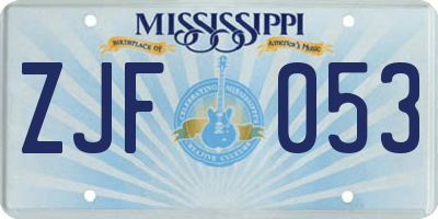 MS license plate ZJF053