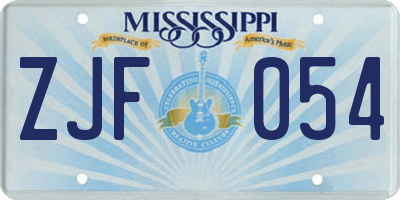 MS license plate ZJF054