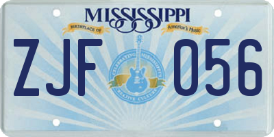 MS license plate ZJF056