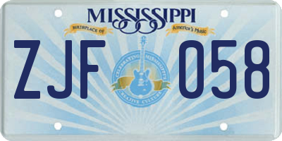 MS license plate ZJF058