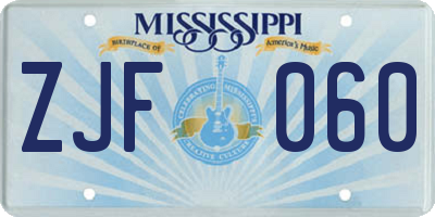 MS license plate ZJF060