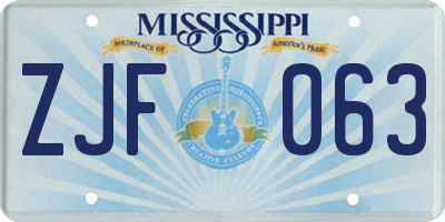 MS license plate ZJF063