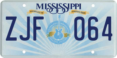MS license plate ZJF064