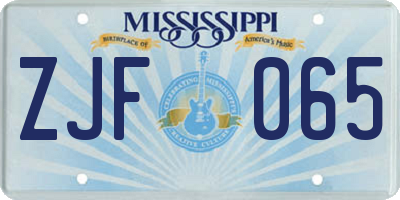 MS license plate ZJF065