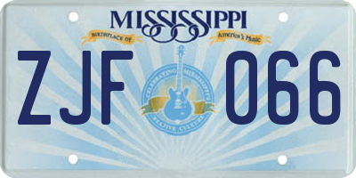 MS license plate ZJF066