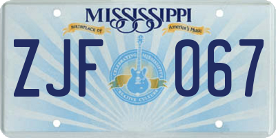 MS license plate ZJF067
