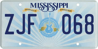 MS license plate ZJF068