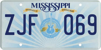 MS license plate ZJF069