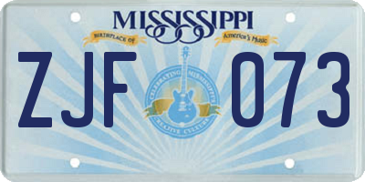 MS license plate ZJF073