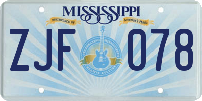MS license plate ZJF078