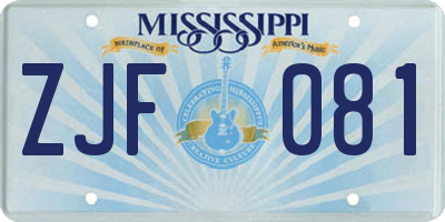 MS license plate ZJF081