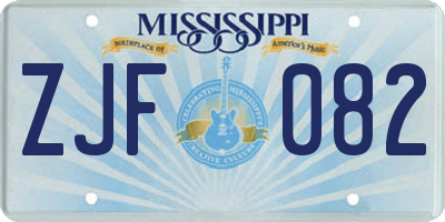 MS license plate ZJF082