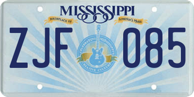 MS license plate ZJF085