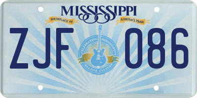 MS license plate ZJF086