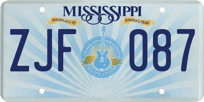 MS license plate ZJF087
