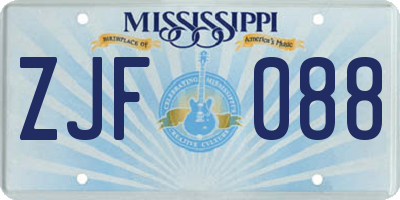 MS license plate ZJF088
