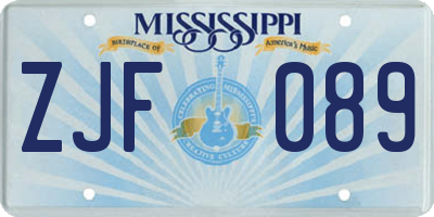 MS license plate ZJF089