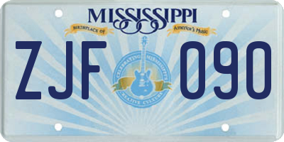 MS license plate ZJF090