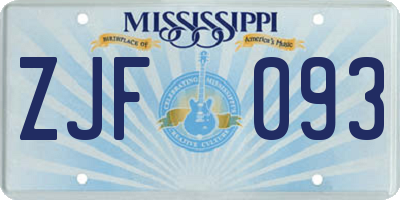 MS license plate ZJF093