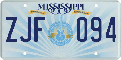 MS license plate ZJF094